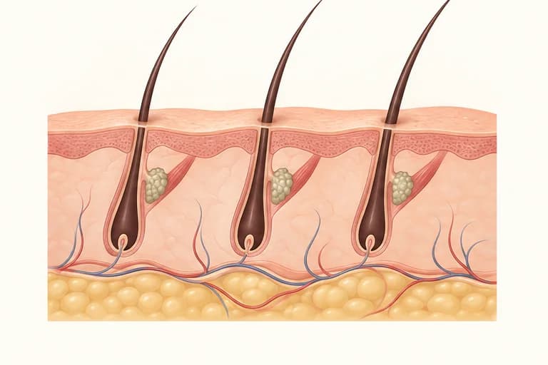 Schema di capelli più lunghi dagli stessi follicoli, senza aggiunta di nuovi follicoli.